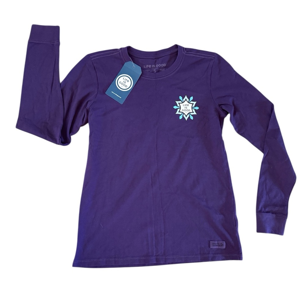 Life Is Good Women’s Long Sleeve Tee in Deep Purple NWT